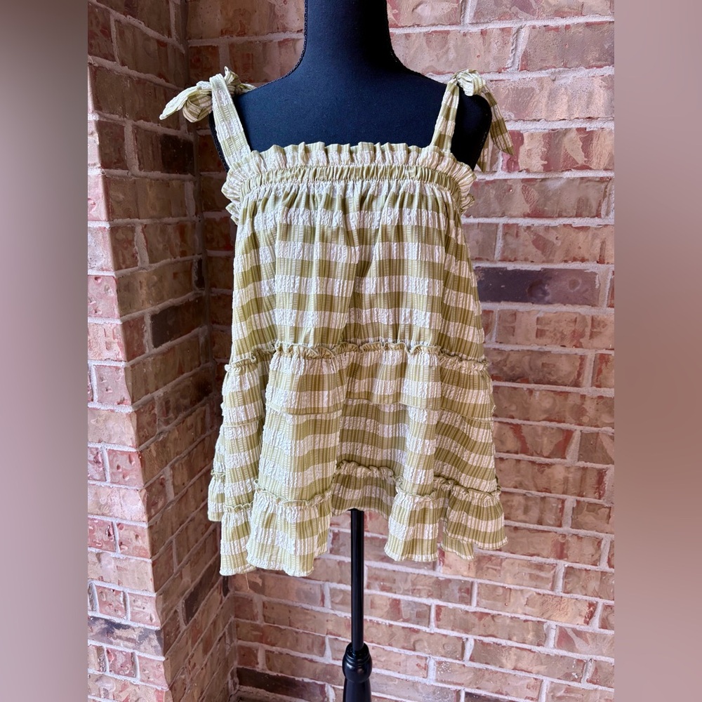 Anthropologie Maeve: Pink Floral Blouse and Green/White Top Bundle - Picture 2 of 16